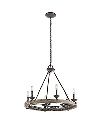 Kichler Taulbee 28 1/2" Aged Zinc 6-Light Wagon Wheel Chandelier