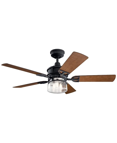 52" Kichler Lyndon Black Led Outdoor Ceiling Fan with Wall Control