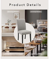 Modern Grey Linen Dining Chairs 6-Pack Nailhead Trim Padded Seat Solid Wood Legs Non-Slip Floor Pads for Home Restaurant