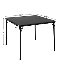 Folding Table and Chairs Set 3 Piece Square Poker Table with Metal Frame Pu Leather Seats Space Saving Portable for Party Game Night Camping