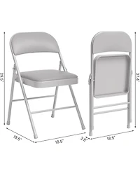 Folding Chairs Set of 2 Padded Comfortable Foldable with Soft Cushion Metal Stackable Portable for Office Wedding Dining Grey