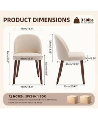 Wooden Dining Chairs Set of 4, Modern Fabric Dining Chairs, Upholstered Chairs with Wood Legs, Curved Thick Backrest for Kitchen Dining Room
