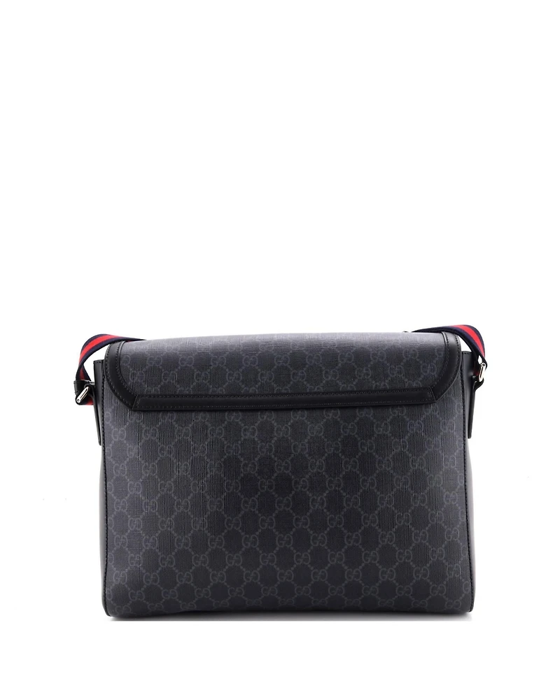 Pre-Owned Gucci Large Night Courrier Flap Messenger Gg Coated Canvas with Applique