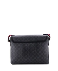 Pre-Owned Gucci Large Night Courrier Flap Messenger Gg Coated Canvas with Applique
