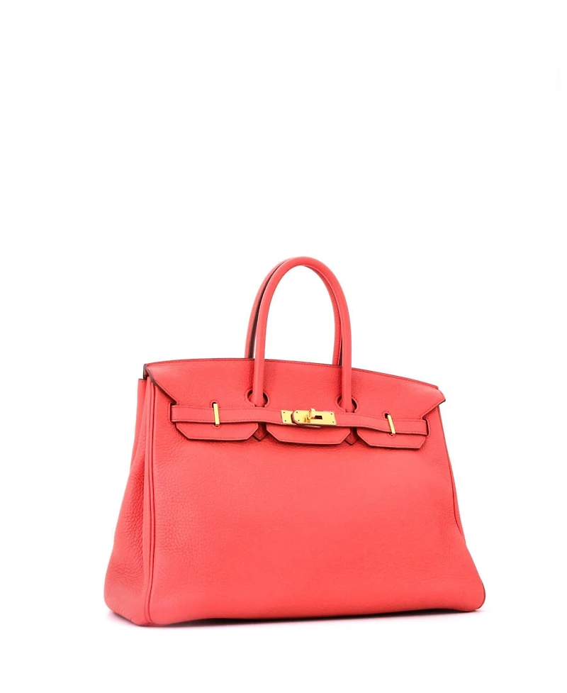 Pre-Owned Hermes Birkin 35 Handbag Pink Clemence with Gold Hardware