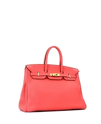 Pre-Owned Hermes Birkin 35 Handbag Pink Clemence with Gold Hardware
