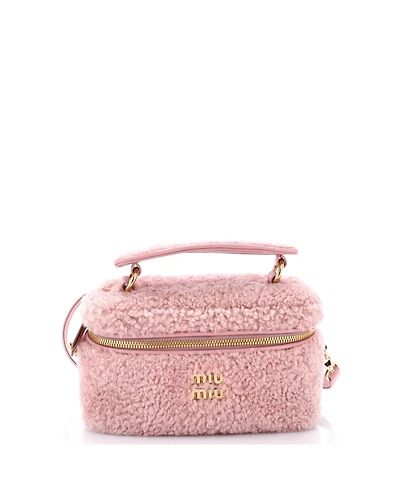 Pre-Owned Miu Miu Top Handle Vanity Case Shearling