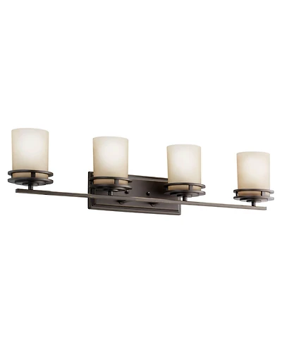 Kichler Hendrik 34" Wide Umber Glass and Bronze Bathroom Light Fixture