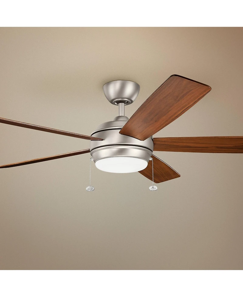 60" Kichler Starkk Brushed Nickel Led Ceiling Fan with Pull Chain
