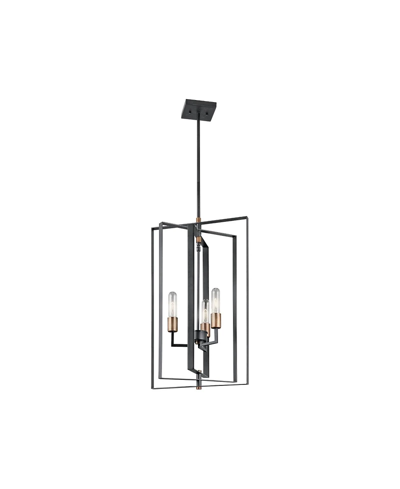 Kichler Taubert 15" Modern Black 3-Light Rectangular Foyer Pendant