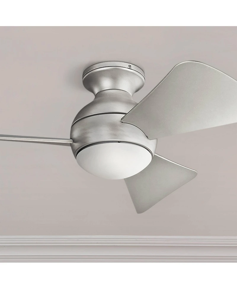 34" Kichler Sola Satin Nickel Wet Rated Led Hugger Ceiling Fan