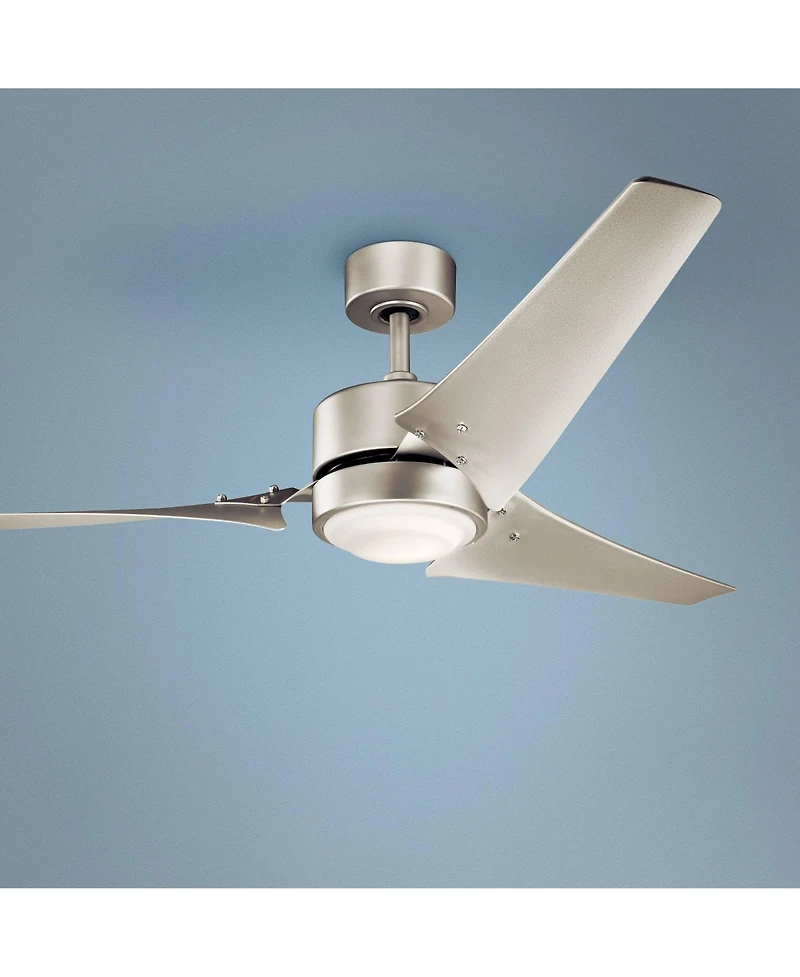 60" Kichler Rana Nickel Led Wet Rated Ceiling Fan with Wall Control