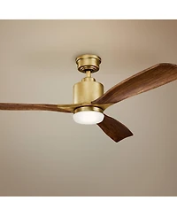 Kichler 52" Ridley Natural Brass Led Ceiling Fan with Cherry Blades