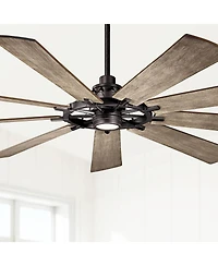Kichler 85" Gentry Anvil Iron Led Ceiling Fan with Walnut Blades