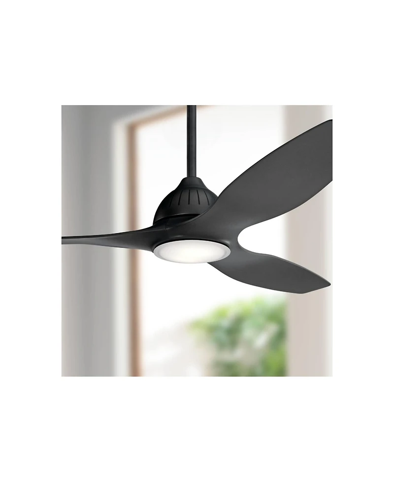60" Kichler Jace Satin Black Damp Rated Led Fan with Wall Control