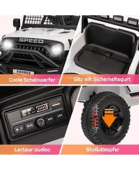 12V Ride On Electric Car for Kids with Remote Control 3 Speed Modes Music Led Lights Safety Belt Battery Powered Vehicle for Ages 3-6