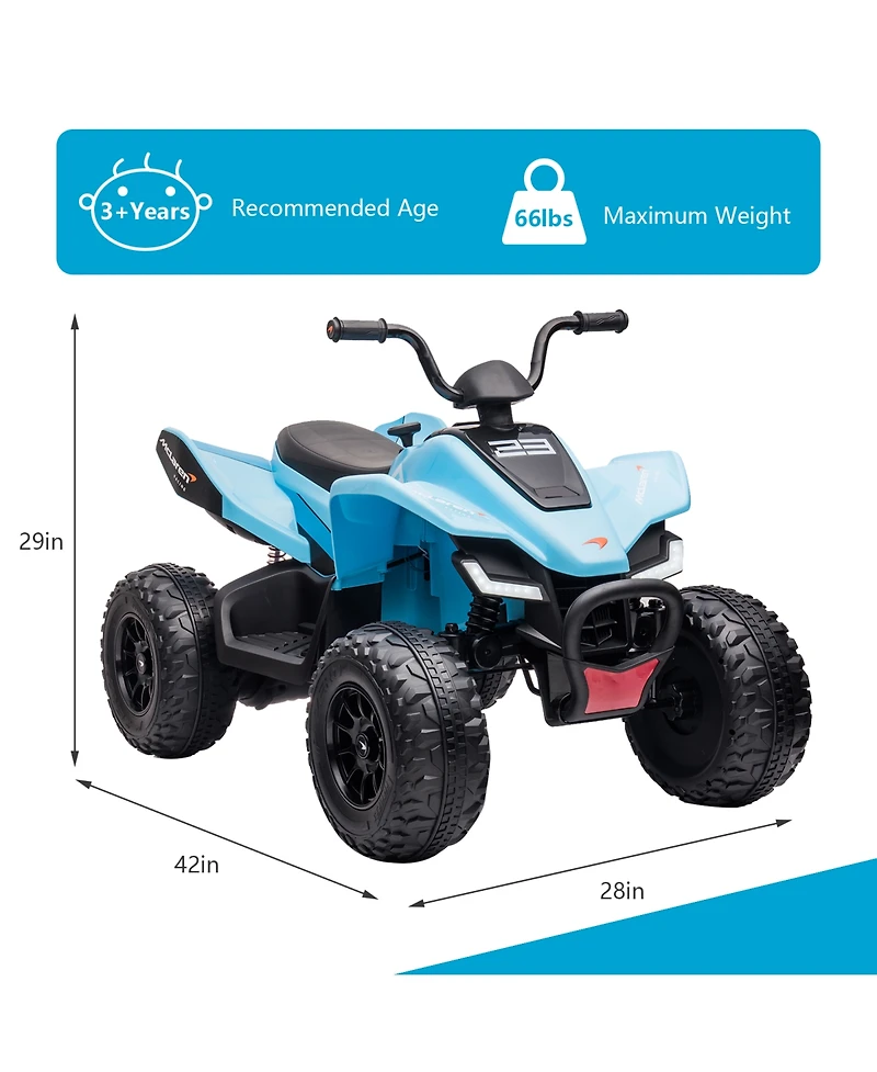 24V Kids Ride On Atv 4 Wheeler Quad Car, Electric Ride On Toy with 2 Speed, Led Lights for Backyard Outdoor Play, Birthday Holiday Gift for Girls Boys