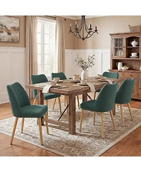 Wood Dining Chairs Set of 4, Armless Dining Chairs with Backrest, Upholstered Dining Chairs Modern Fabric Kitchen Chairs with Wooden Leg for Kitchen