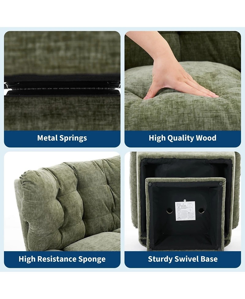 2 Set of Swivel Accent Chair, Modern Chenille Sofa Chair 360 degrees) Rotation, Oversize Base 30" Wide Seat, Supports 300 Lbs, Cozy Living Room