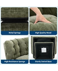 2 Set of Swivel Accent Chair, Modern Chenille Sofa Chair 360 degrees) Rotation, Oversize Base 30" Wide Seat, Supports 300 Lbs, Cozy Living Room