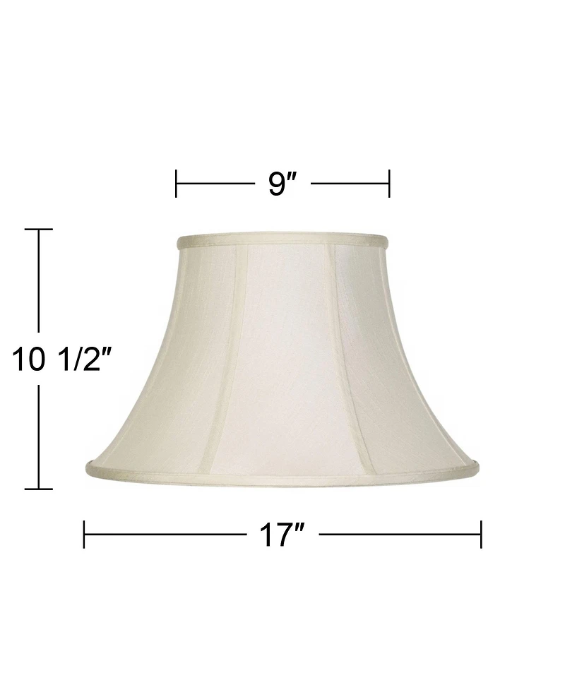 Imperial Shade Set of 2 Bell Lamp Shades Cream Large 9" Top x 17" Bottom x 11" Slant x 10.5" High Spider with Replacement Harp and Finial Fitting
