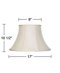 Imperial Shade Set of 2 Bell Lamp Shades Cream Large 9" Top x 17" Bottom x 11" Slant x 10.5" High Spider with Replacement Harp and Finial Fitting