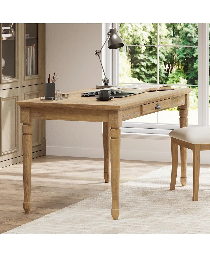 Streamdale Furniture 60" Rustic Farmhouse Writing Desk with Drawer, Seadrift