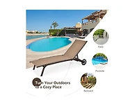 Boyel Living 6-Poisition Adjustable Outdoor Chaise Recliner with Wheels