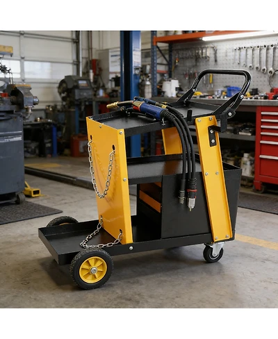 Streamdale Furniture Multi-Function Welder Trolley with 4-Drawer Chest and 2 Safety Chains