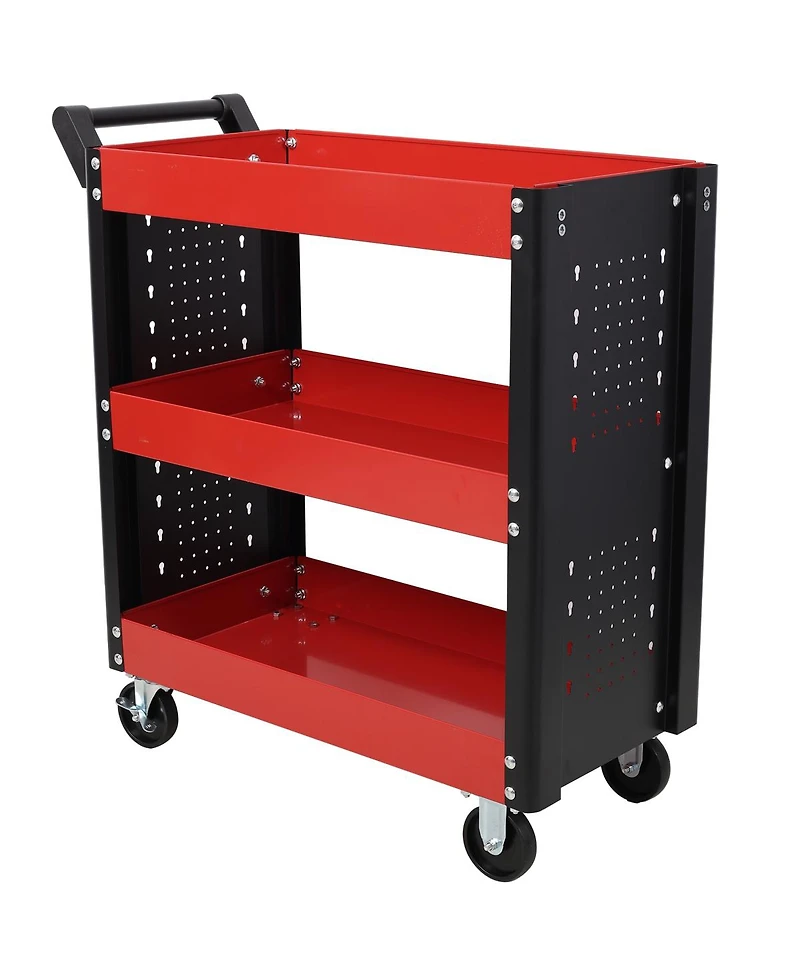 Streamdale Furniture 3 Tier Rolling Tool Cart with Pegboard
