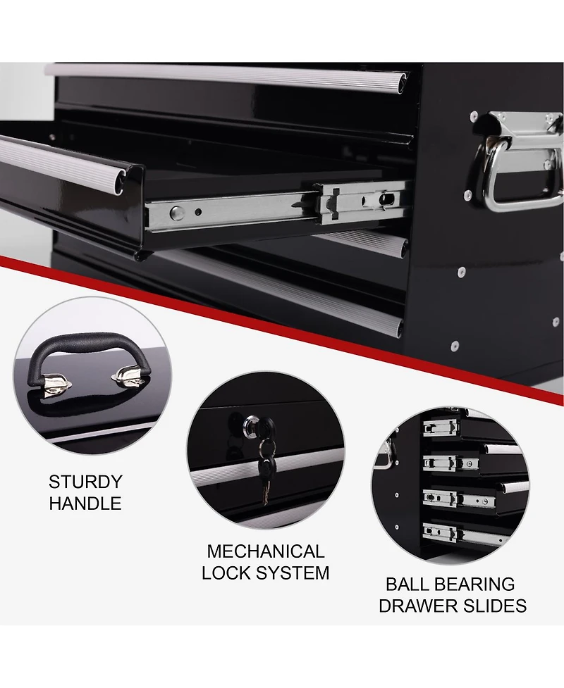 Streamdale Furniture 21" Heavy-Duty 4-Drawer Portable Metal Tool Box with Ball Bearing Slides