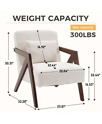 Streamdale Furniture Mid-Century Modern Chenille Accent Chair with Wood Frame and Pillow