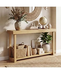 Slickblue 2-Tier Narrow Console Table 46" Solid Wood Farmhouse Style
