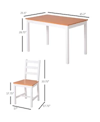 Flynama 5 Piece Dining Table Set with 4 Chairs, Solid Pine Wood