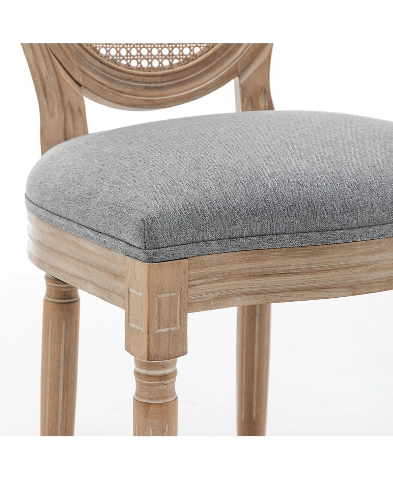 Streamdale Furniture Solid Wood Rattan Dining Chairs with Cushioned Seats, Set of 2