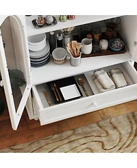 Streamdale Furniture Farmhouse Arched Glass Buffet Cabinet