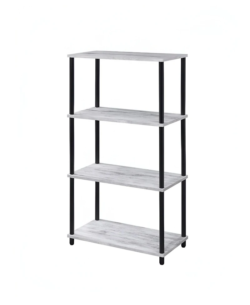 HomeRoots 44" Distressed Metal and Wood Four Tier Etagere Bookcase