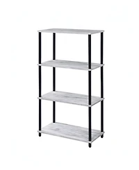 HomeRoots 44" Distressed Metal and Wood Four Tier Etagere Bookcase
