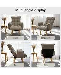 Streamdale Furniture Lambswool Adjustable Lazy Sofa Lounge Chair with Solid Wood Legs