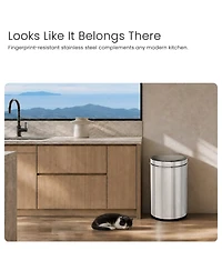 Home Zone Living 13 Gallon Motion Sensor Automatic Kitchen Trash Can with Liner-Free Stainless Steel 50 Liter Capacity