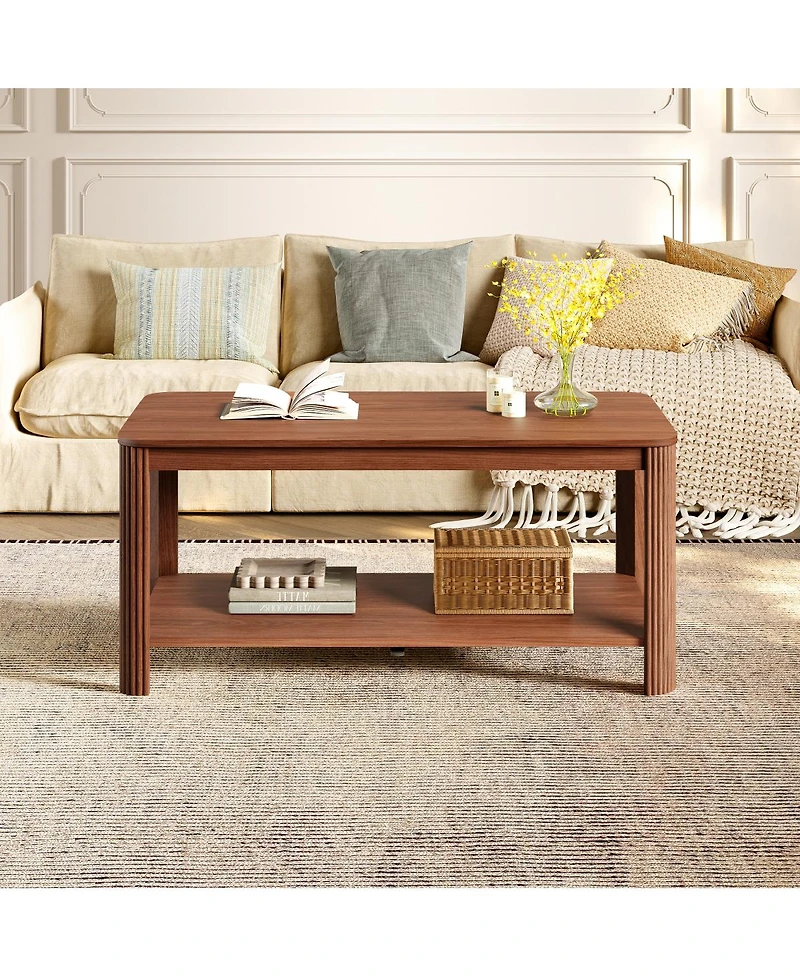 Streamdale Furniture Arc Corner Wood 2-Tier Coffee Table