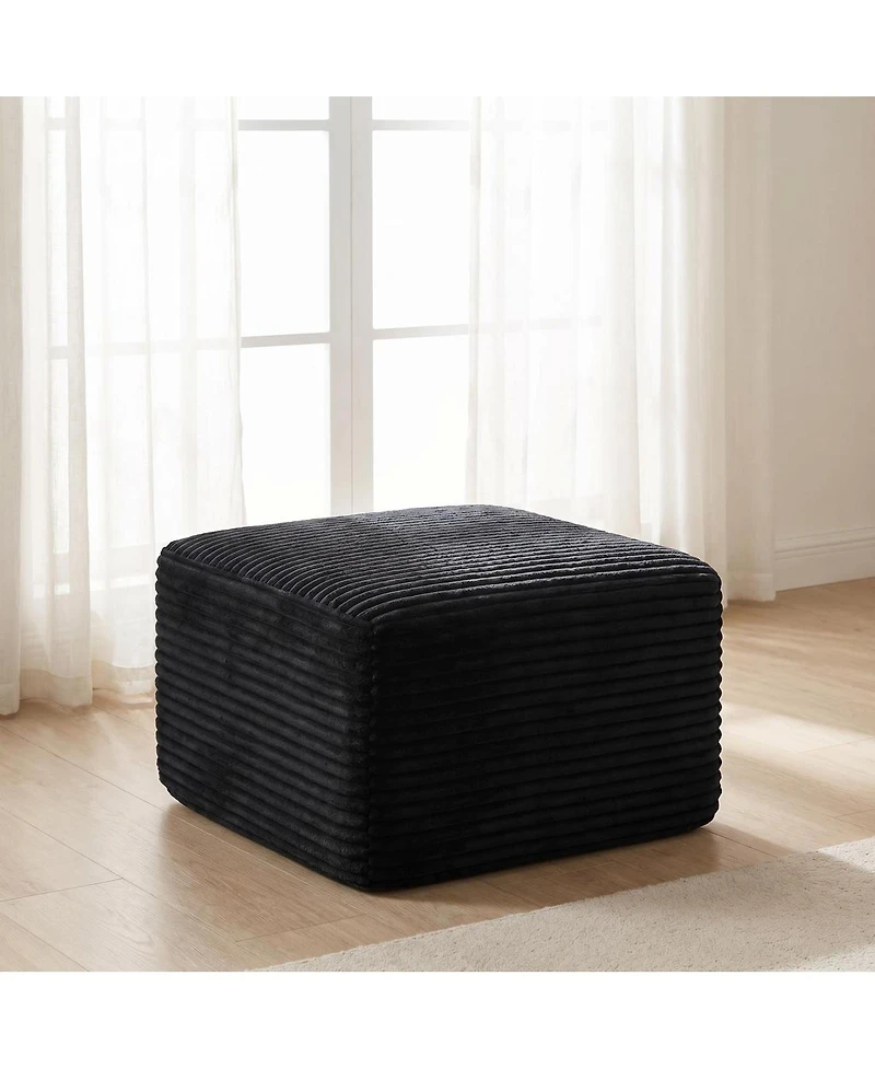 Streamdale Furniture 37.5" Corduroy Square Upholstered Ottoman Foot Stool
