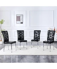 Streamdale Furniture Set of 4 Retro Alligator Faux Leather Dining Chairs with Crystal Buckle