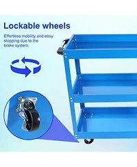Streamdale Furniture 3-Tier Heavy Duty Rolling Tool Cart on Wheels, 450 Lbs Capacity