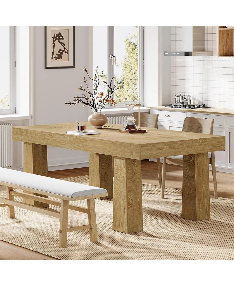 Tribesigns 63 Inch Dining Table for 4-6 People, Modern Rectangular Kitchen Table with Heavy Duty Tapered Legs