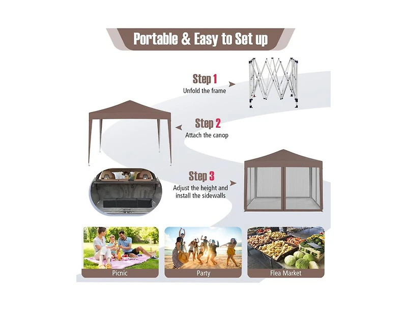 Boyel Living Pop-Up Canopy Tent Easy Setup Instant Folding Shelter with Mesh Netting
