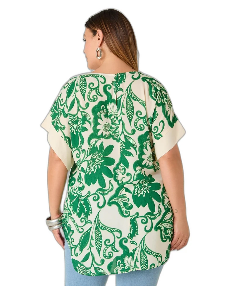 Ashley Stewart Plus Floral-Print Hi-Low Blouse