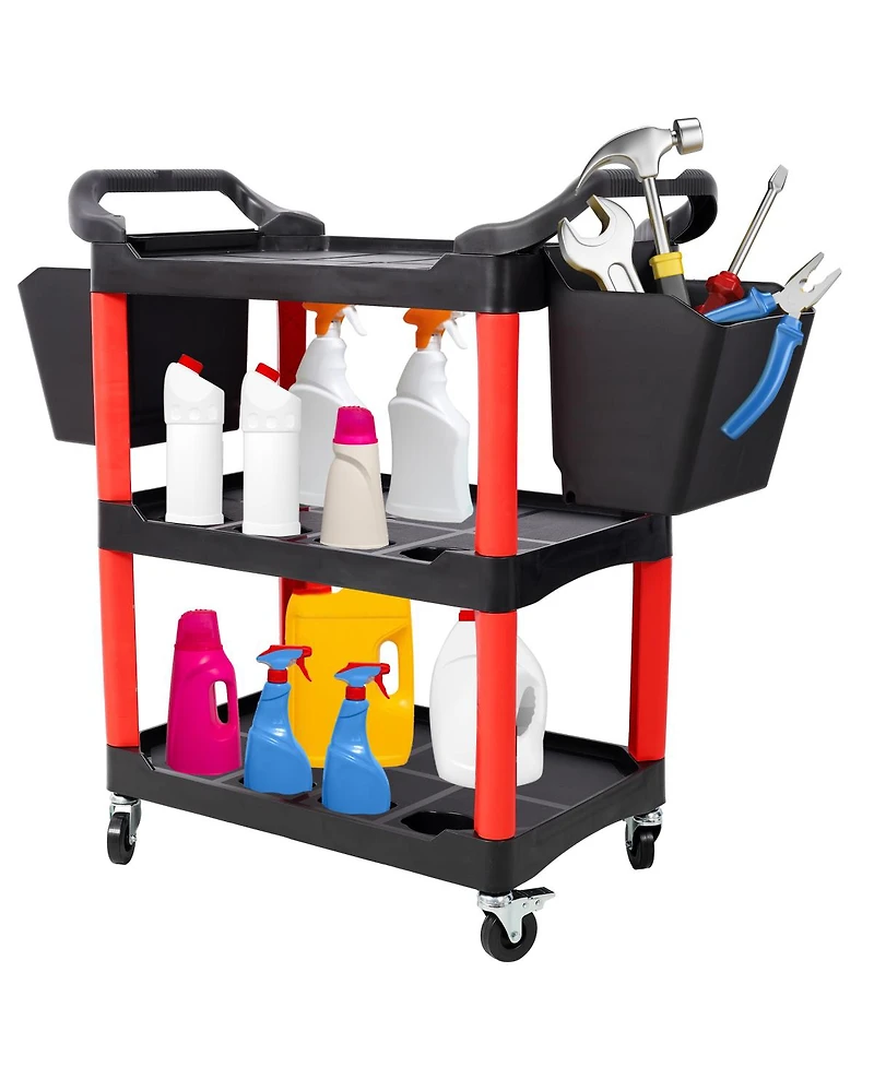 Streamdale Furniture 3 Tier Rolling Auto Detail Cart with 2 Buckets