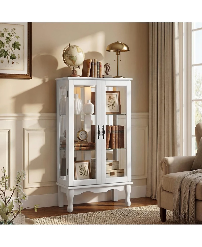 Streamdale Furniture Lighted Curio Cabinet with Glass Doors and Adjustable Shelves