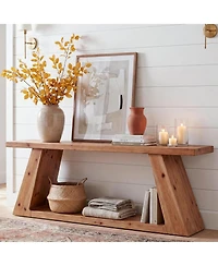 Tribesigns 62.99" Farmhouse Console Table with Storage Shelf